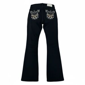 Angel Black Embellished Flare Jeans Y2K Bootcut Festival Denim 5